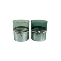 SUPORT STICLĂ LUMÂNARE PASTIL - argintiu/verde, Lifestyle, plastic/sticlă (9/10cm)