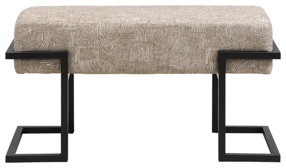 SITZBANK 80/42/33 cm Webstoff Schwarz, Beige  - Beige/Schwarz, Design, Textil/Metall (80/42/33cm) - Novel