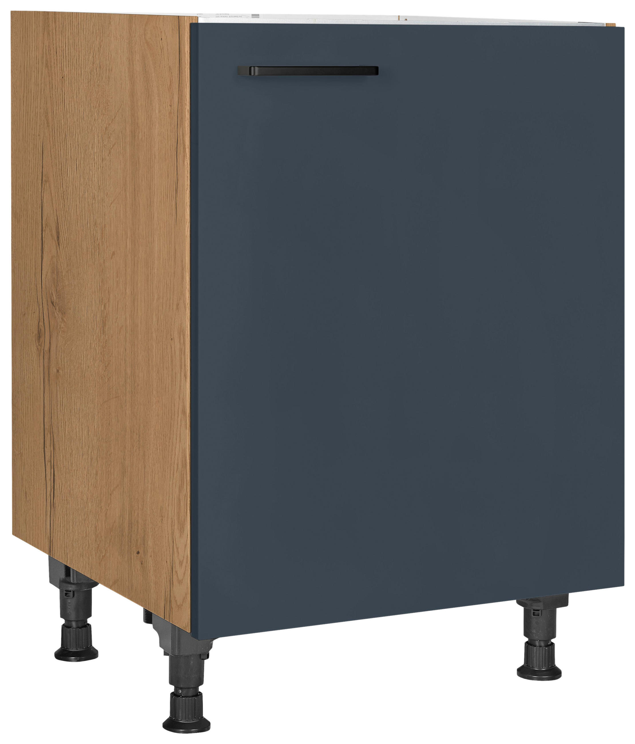 SPÜLENUNTERSCHRANK 60/57/56 cm  in Blau, Eichefarben  - Blau/Eichefarben, MODERN, Holzwerkstoff/Metall (60/57/56cm) - Nobilia