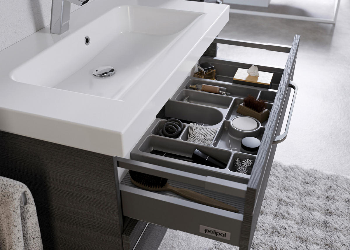 BADEZIMMER 4-teilig  in 122 cm  - Chromfarben/Graphitfarben, KONVENTIONELL, Glas/Holzwerkstoff (122cm) - Pelipal