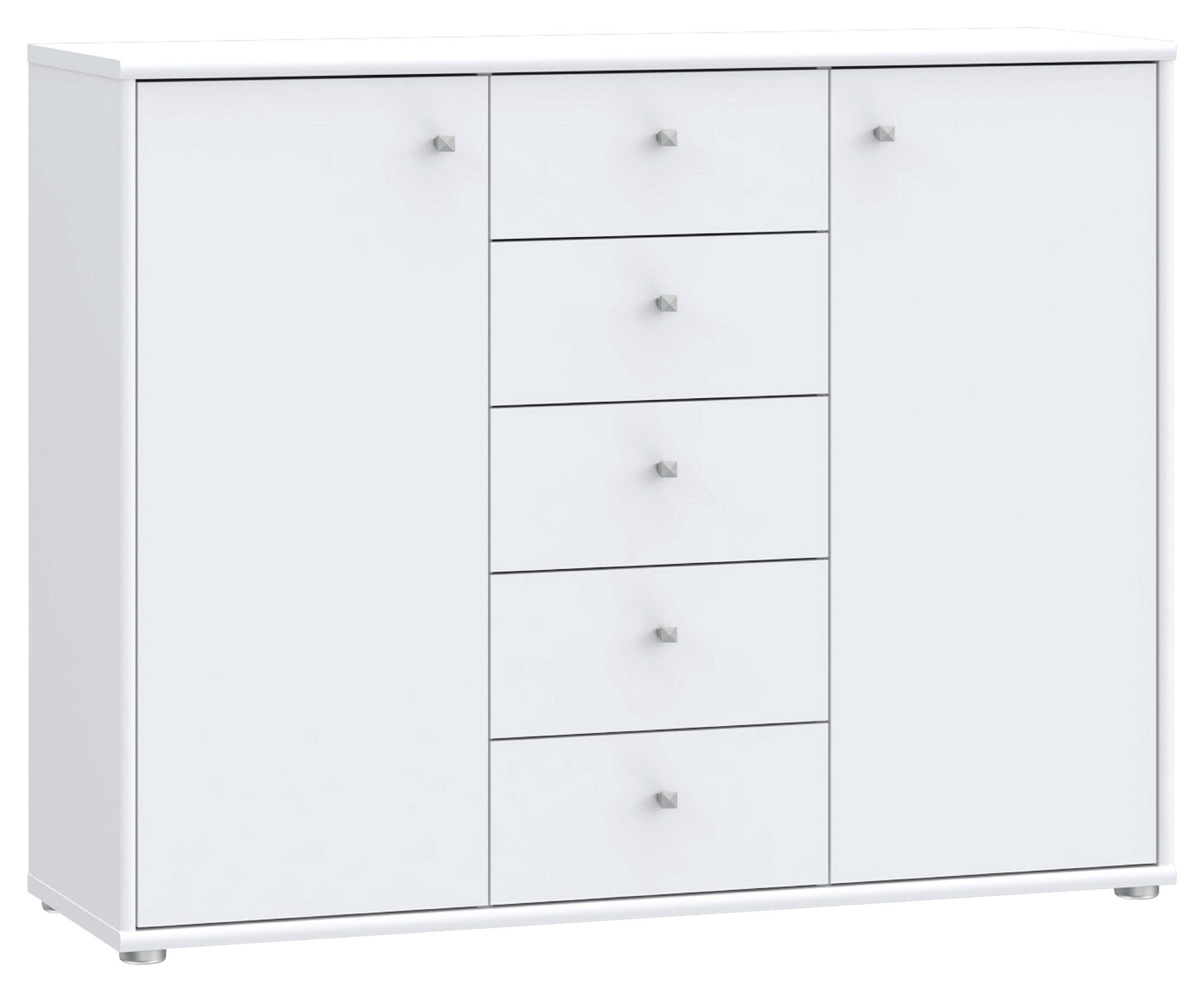 KOMMODE Weiß - Alufarben/Weiß, Design, Holzwerkstoff (108,8/85,5/34,8cm)