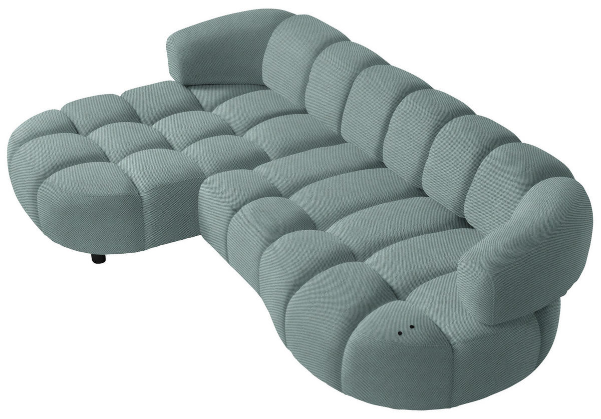 ECKSOFA in Webstoff Mintgrau  - Mintgrau/Schwarz, Design, Holz/Textil (183/284cm) - Welnova