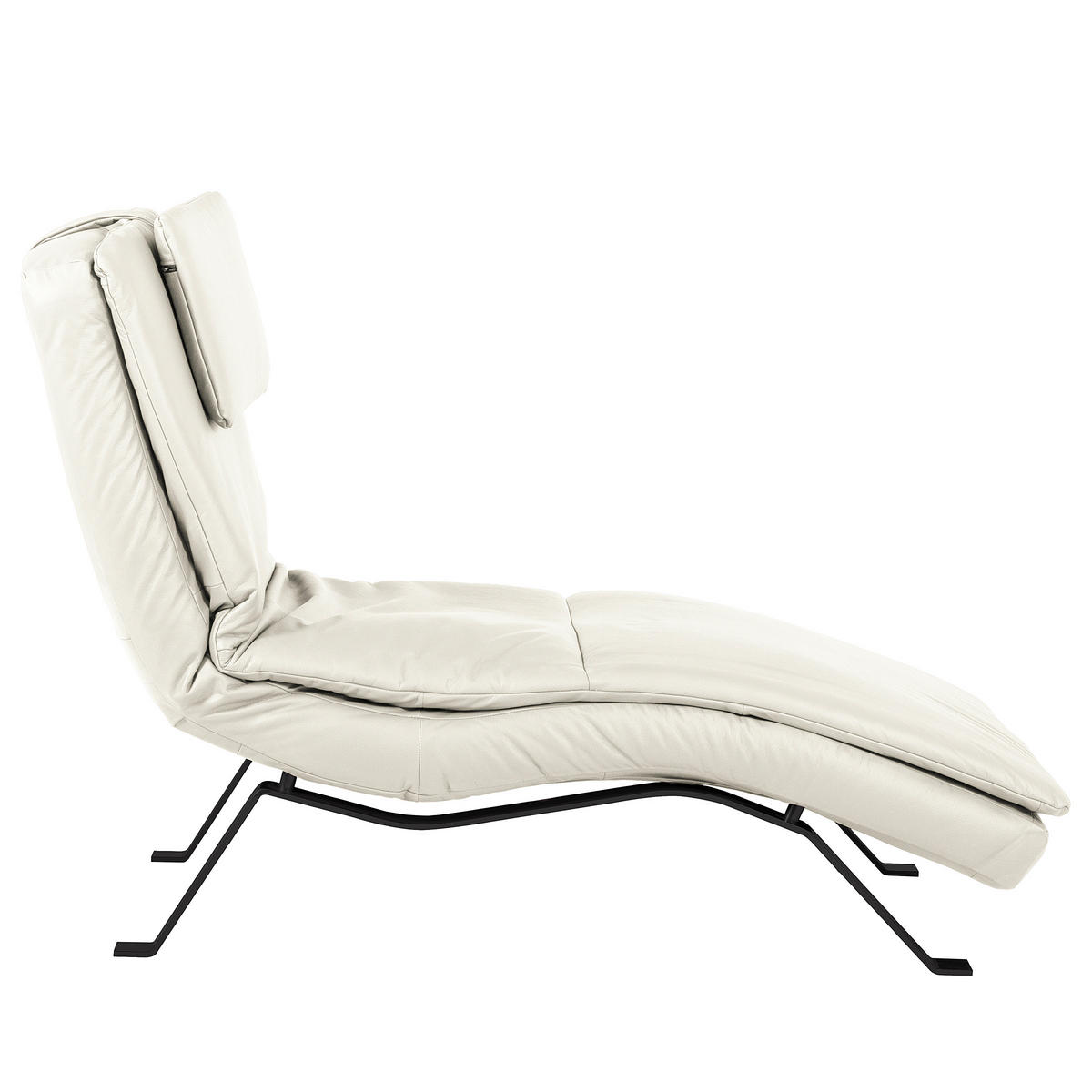 RELAXLIEGE Echtleder Weiß  - Schwarz/Weiß, Design, Leder/Metall (65/95/171cm) - Celina Home