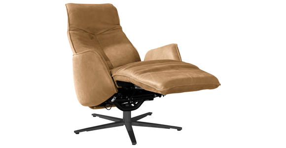 RELAXSESSEL in Leder Honig, Currygelb - Currygelb/Anthrazit, Design, Leder/Metall (71/114/84cm) - Johann Jakob