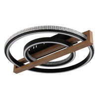 STROPNÍ LED SVÍTIDLO, 50/55/11,5 cm - tmavě hnědá/černá, Basics, kov/dřevo (50/55/11,5cm) - Globo