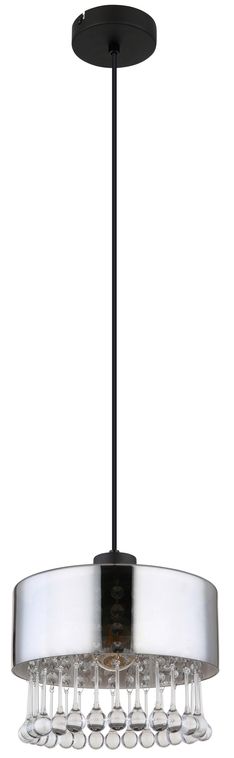 HÄNGELEUCHTE 25/120 cm    - Klar/Schwarz, Konventionell, Glas/Kunststoff (25/120cm) - Globo