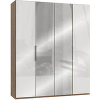 DREHTÜRENSCHRANK 200/236/58 cm 4-türig Weiß, Eichefarben  - Chromfarben/Eichefarben, MODERN, Glas/Holzwerkstoff (200/236/58cm) - MID.YOU