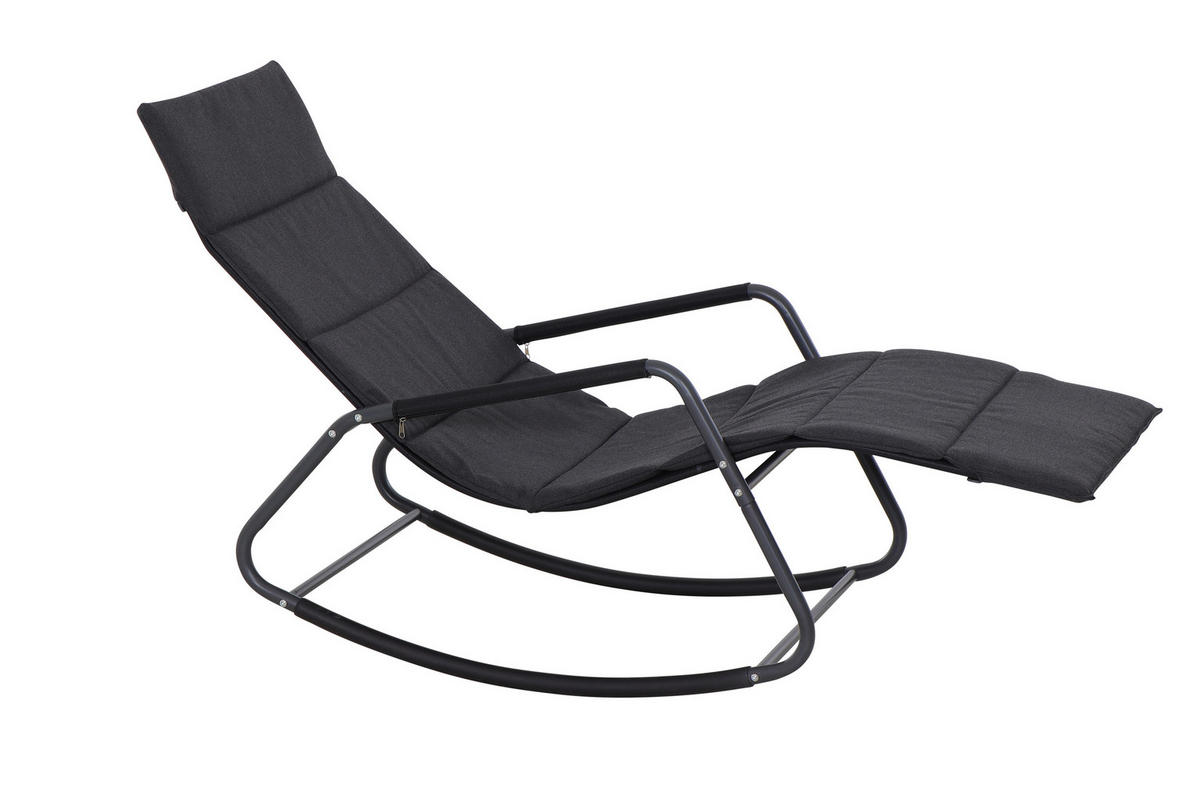 GARTEN-RELAXLIEGE 57/81/143 cm  - Schwarz, KONVENTIONELL, Kunststoff/Textil (57/81/143cm) - Siena Garden