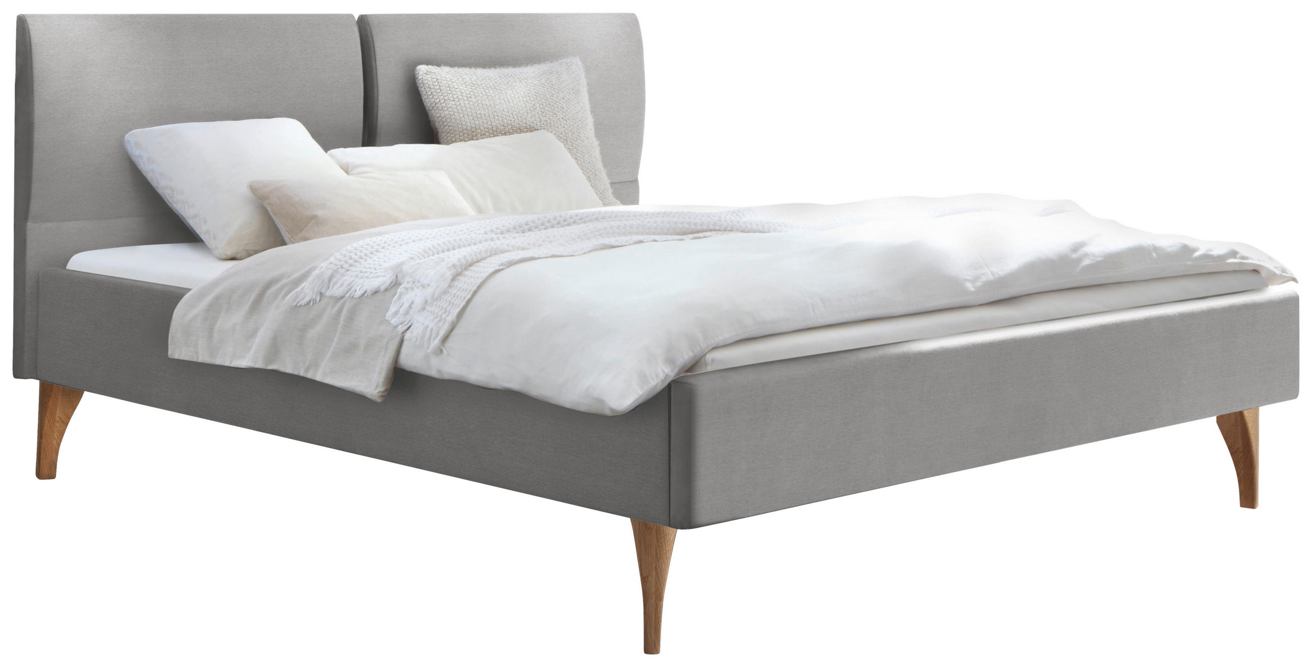 POLSTERBETT 180/200 cm  in Grau, Eichefarben  - Eichefarben/Grau, Design, Holz/Textil (180/200cm) - Hasena