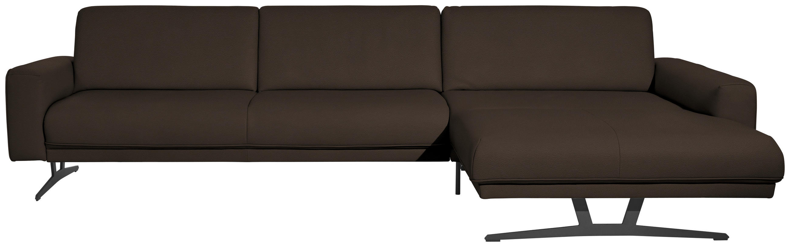 ECKSOFA in Echtleder Dunkelbraun  - Anthrazit/Dunkelbraun, Konventionell, Leder/Metall (324/179cm) - Johann Jakob