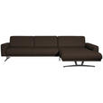 ECKSOFA in Echtleder Dunkelbraun  - Anthrazit/Dunkelbraun, KONVENTIONELL, Leder/Metall (324/182cm) - Ambiente