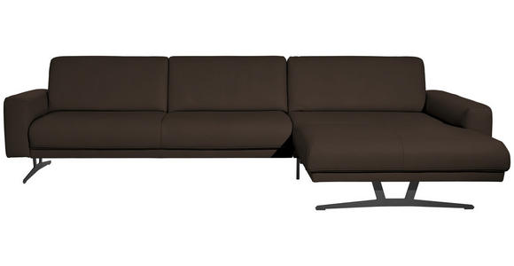 ECKSOFA in Echtleder Dunkelbraun  - Anthrazit/Dunkelbraun, KONVENTIONELL, Leder/Metall (324/182cm) - Ambiente