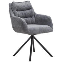 ARMLEHNSTUHL  in Stahl Chenille  - Blau/Schwarz, KONVENTIONELL, Textil/Metall (59/86/69,5cm) - Linea Natura