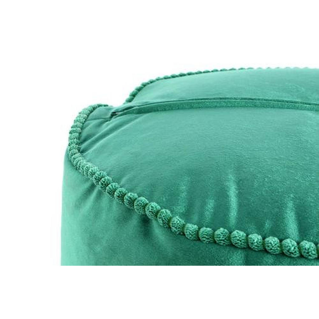 Thumbnail - Kayoom Pouf, Grün, Gold, Textil, Füllung: Styroporkugeln, 45x38x45 cm, Reißverschluss, Wohnzimmer, Hocker, Poufs