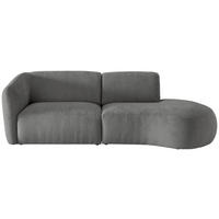 ECKSOFA Mikrofaser Graubraun  - Graubraun/Schwarz, Modern, Kunststoff/Textil (238/107cm) - Livetastic
