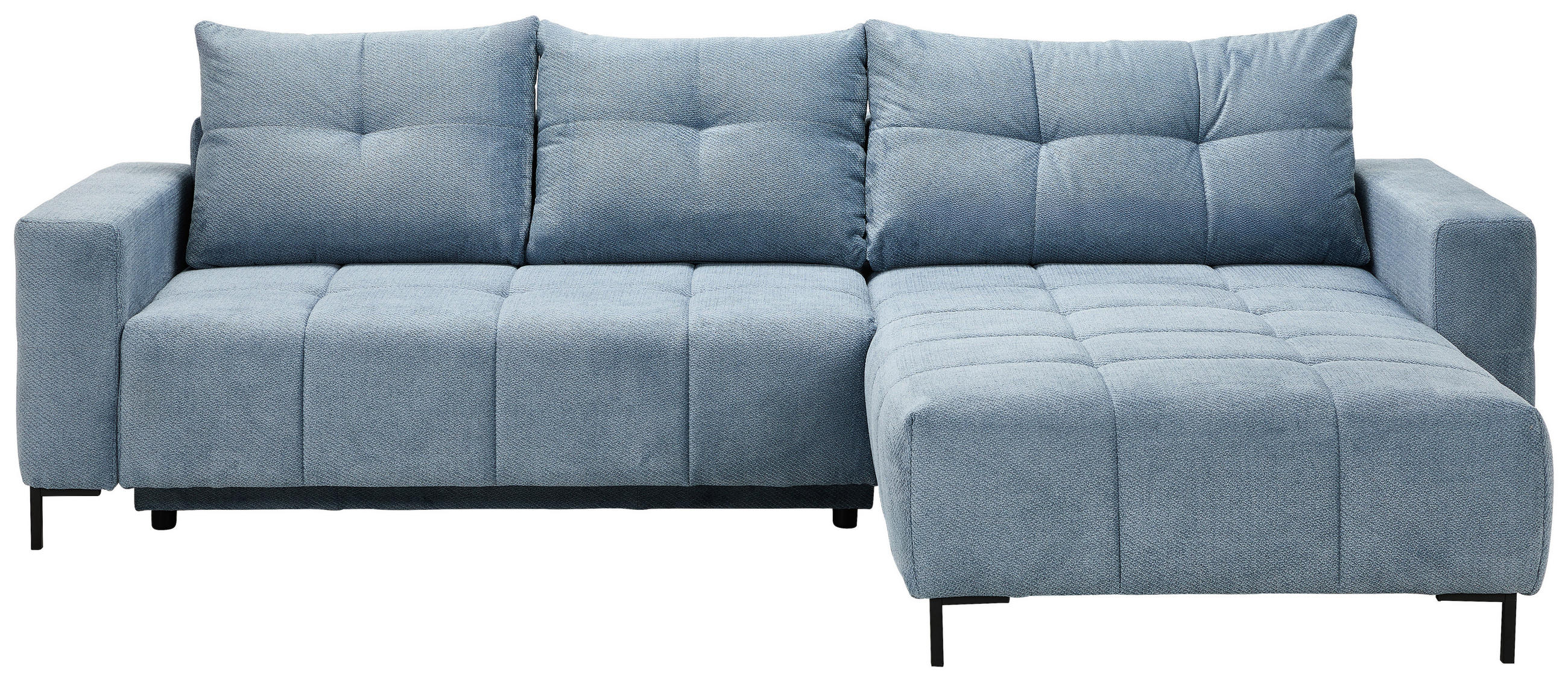 HÖRNSOFFA i vävt tyg blågrå  - blågrå/svart, Klassisk, metall/textil (292/192cm) - MID.YOU