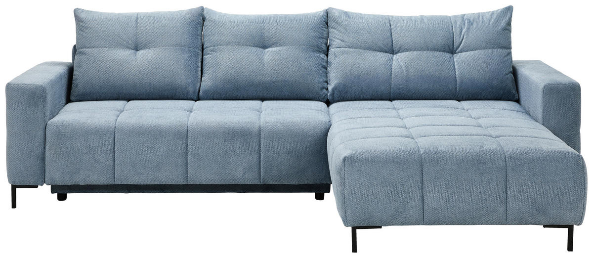 HÖRNSOFFA i vävt tyg blågrå  - blågrå/svart, Klassisk, metall/textil (292/192cm) - MID.YOU