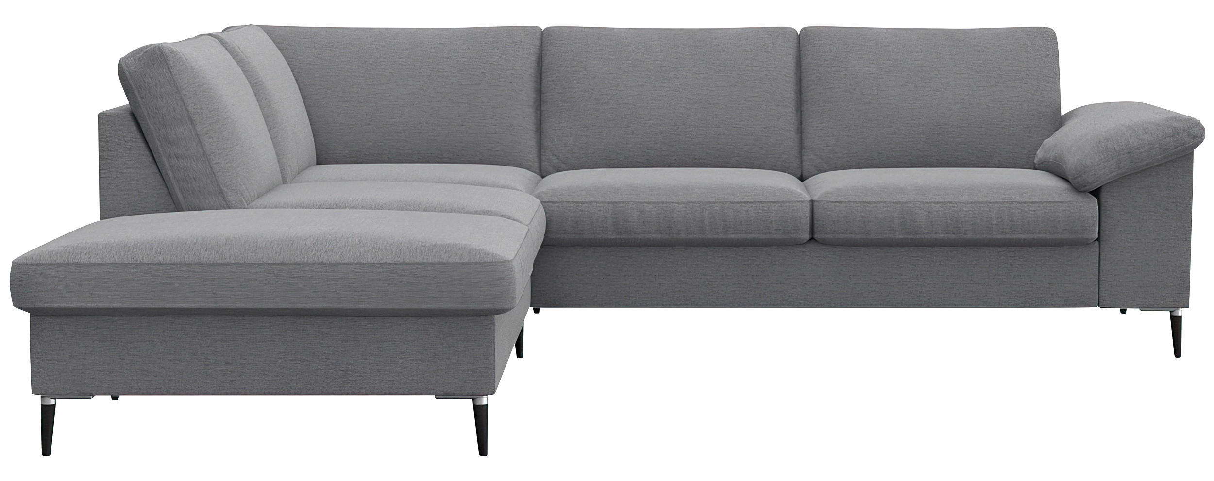 ECKSOFA Grau Chenille, Webstoff, Flachgewebe - Alufarben/Schwarz, Design, Textil/Metall (225/247cm) - Livetastic