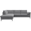ECKSOFA Grau Chenille, Webstoff, Flachgewebe  - Alufarben/Schwarz, Design, Textil/Metall (225/247cm) - Livetastic