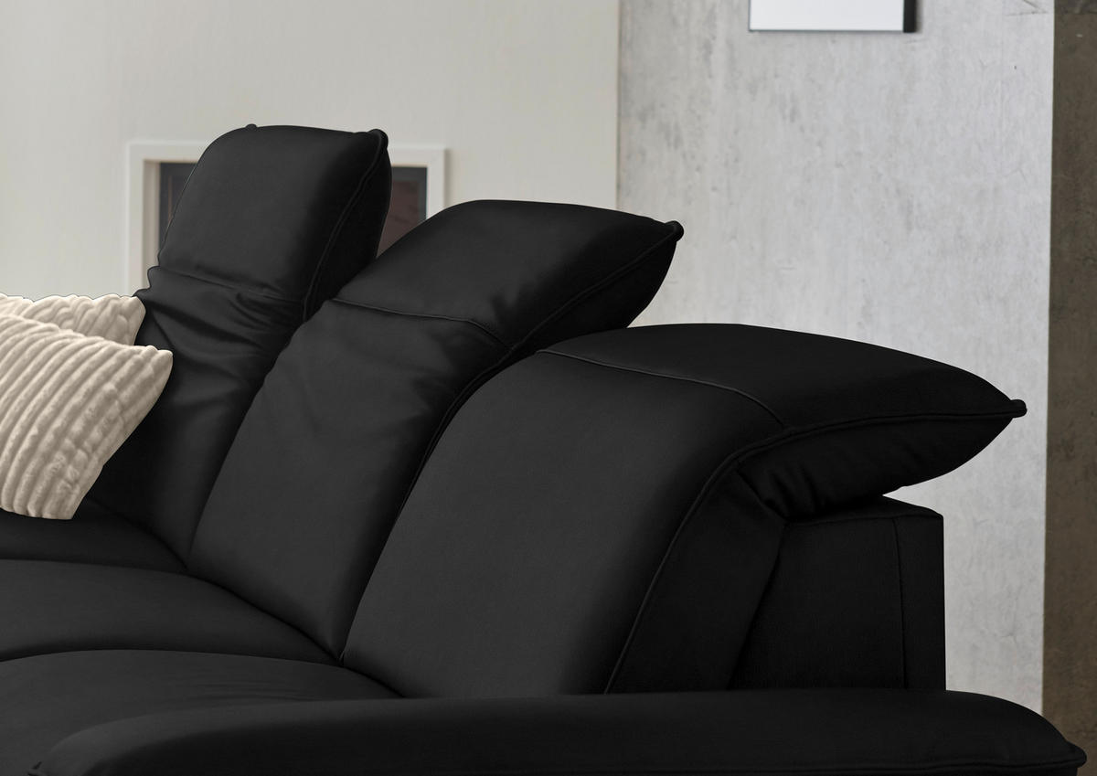 ECKSOFA  Echtleder Schwarz  - Schwarz, Design, Leder/Metall (169/307cm) - Beldomo Premium