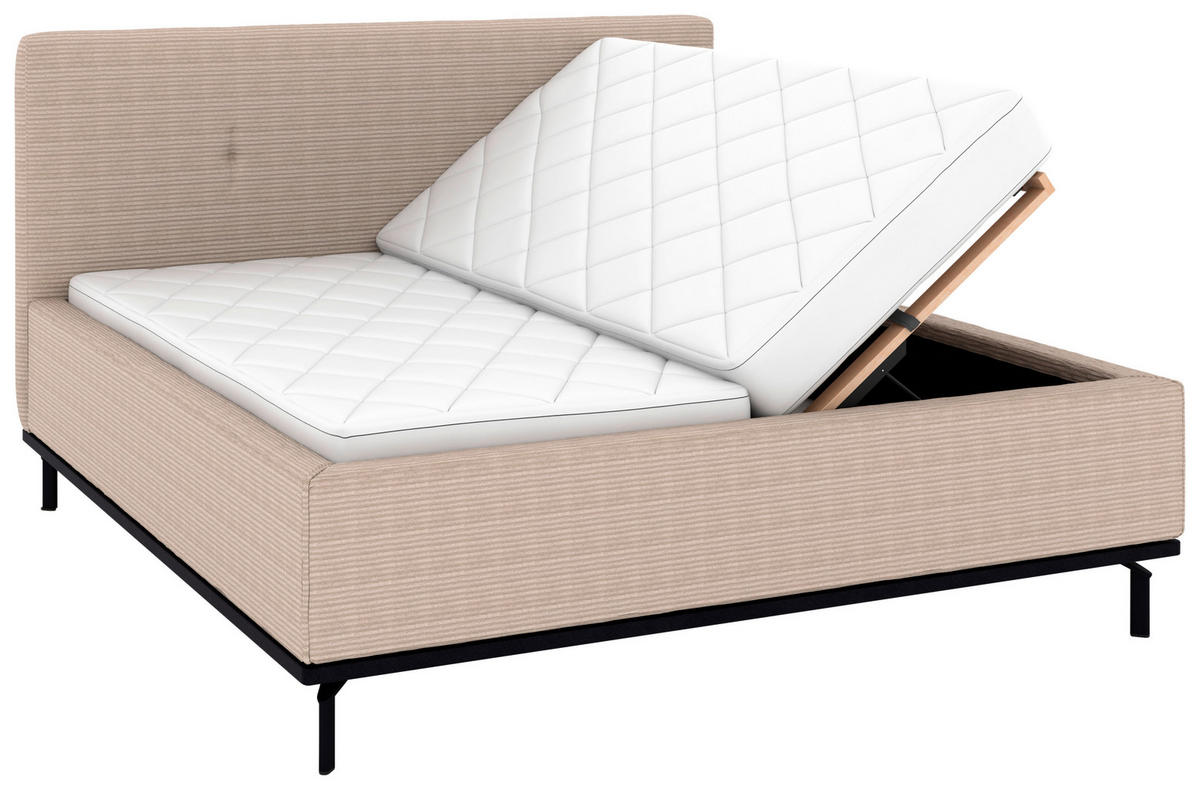 POLSTERBETT Matratze, Lattenrost, Bettkasten 180/200 cm  in Taupe  - Taupe/Graphitfarben, Design, Holz/Textil (180/200cm) - Musterring