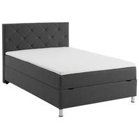 BOXBETT 120/200 cm,  in Anthrazit, Matratze, gepolstertes Kopfteil, Bettkasten, Topper,  - Chromfarben/Anthrazit, Basics, Textil/Metall (120/200cm) - Xora