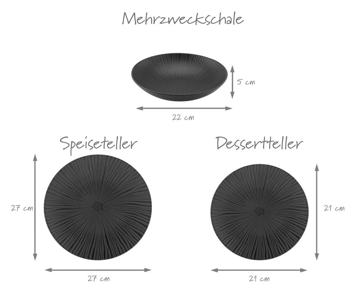 JEDÁLENSKÝ SERVIS, kamenina - čierna, Basics, keramika - Creatable