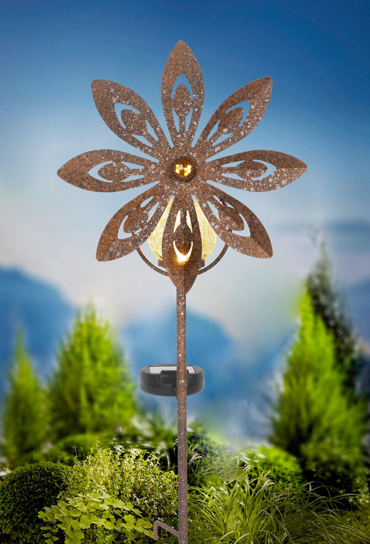 SOLÁRNE SVIETIDLO, 20/9/50 cm - hrdzavá, Trend, kov/plast (20/9/50cm) - Ambia Garden