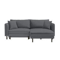 ECKSOFA Dunkelgrau Velours  - Dunkelgrau/Schwarz, Design, Holz/Textil (235/165cm) - Ti'me