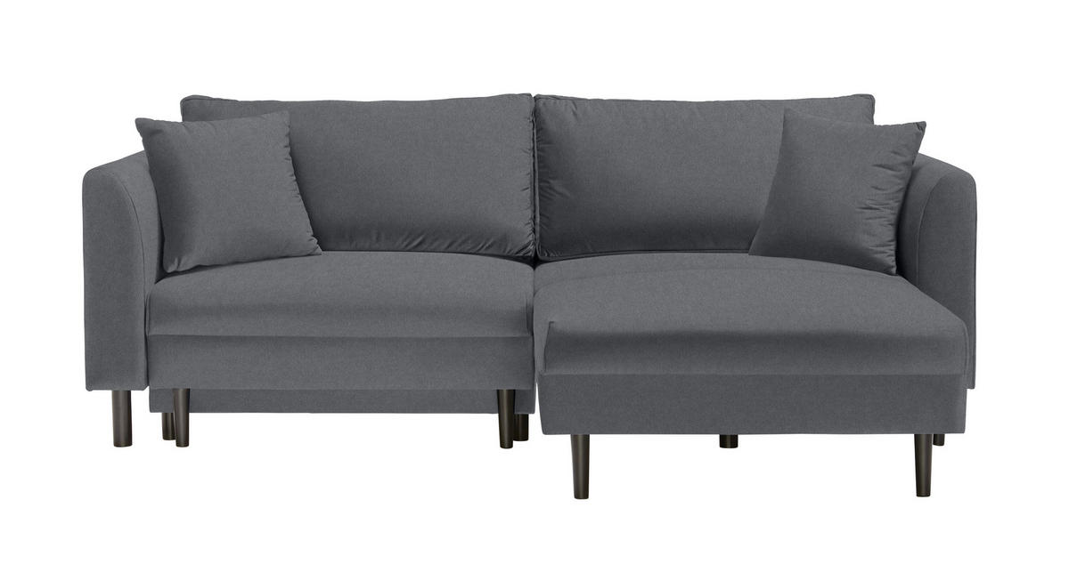 ECKSOFA Dunkelgrau Velours  - Dunkelgrau/Schwarz, Design, Holz/Textil (235/165cm) - Ti'me