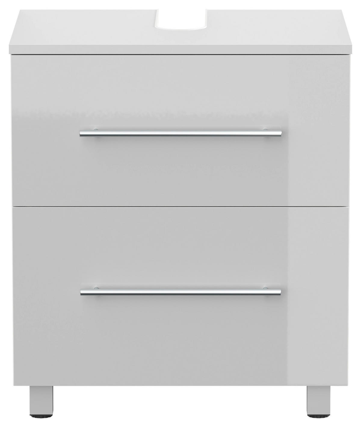 WASCHBECKENUNTERSCHRANK 55/63/41,6 cm  - Weiß Hochglanz/Silberfarben, MODERN, Holzwerkstoff/Metall (55/63/41,6cm) - MID.YOU
