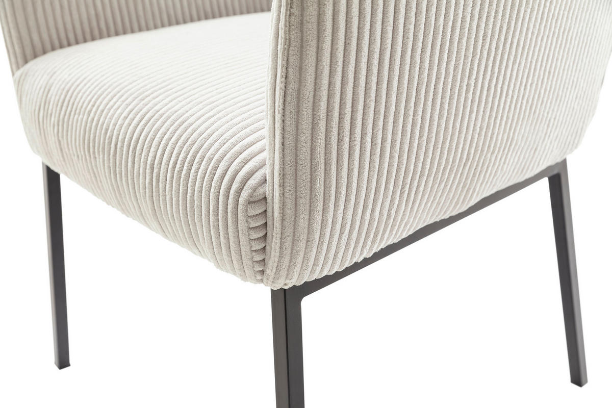 ARMLEHNSTUHL  in Eisen Cord  - Creme/Schwarz, Design, Textil/Metall (63/86/65cm) - Novel