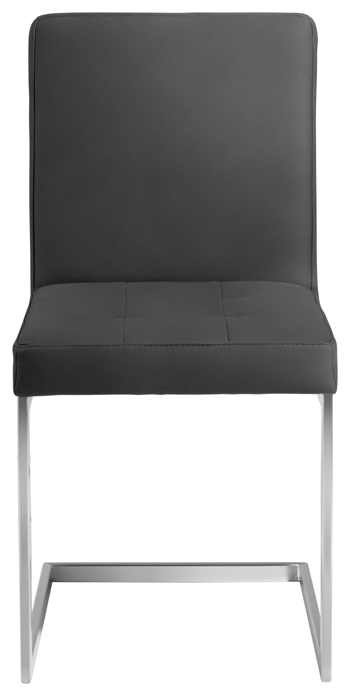 SCHWINGSTUHL  in Stahl Mikrofaser  - Edelstahlfarben/Dunkelbraun, Design, Textil/Metall (45/91/58cm) - Moderano