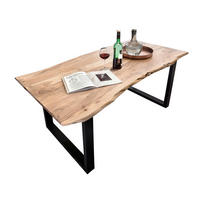 ESSTISCH 160/85/76 cm Echtholz  Holz, Metall rechteckig Naturfarben, Schwarz  - Schwarz/Naturfarben, MODERN, Holz/Metall (160/85/76cm) - MID.YOU