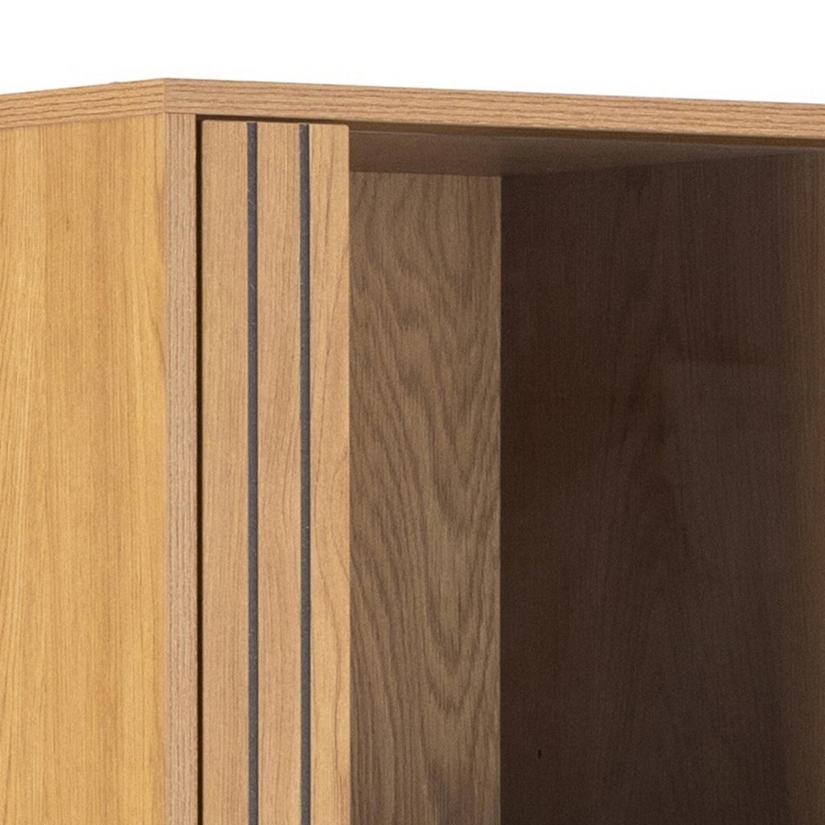 VITRINA, črna, divji hrast - črna/divji hrast, Design, kovina/steklo (80/180/40cm) - Livetastic