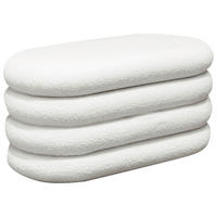 TRUHENBANK 85/42/42 cm Teddystoff Weiß Pappel Sperrholz  - Weiß, Trend, Holz/Textil (85/42/42cm) - Xora
