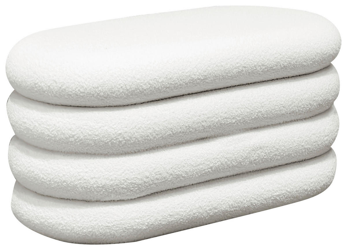 TRUHENBANK 85/42/42 cm Teddystoff Weiß Pappel Sperrholz  - Weiß, Trend, Holz/Textil (85/42/42cm) - Xora