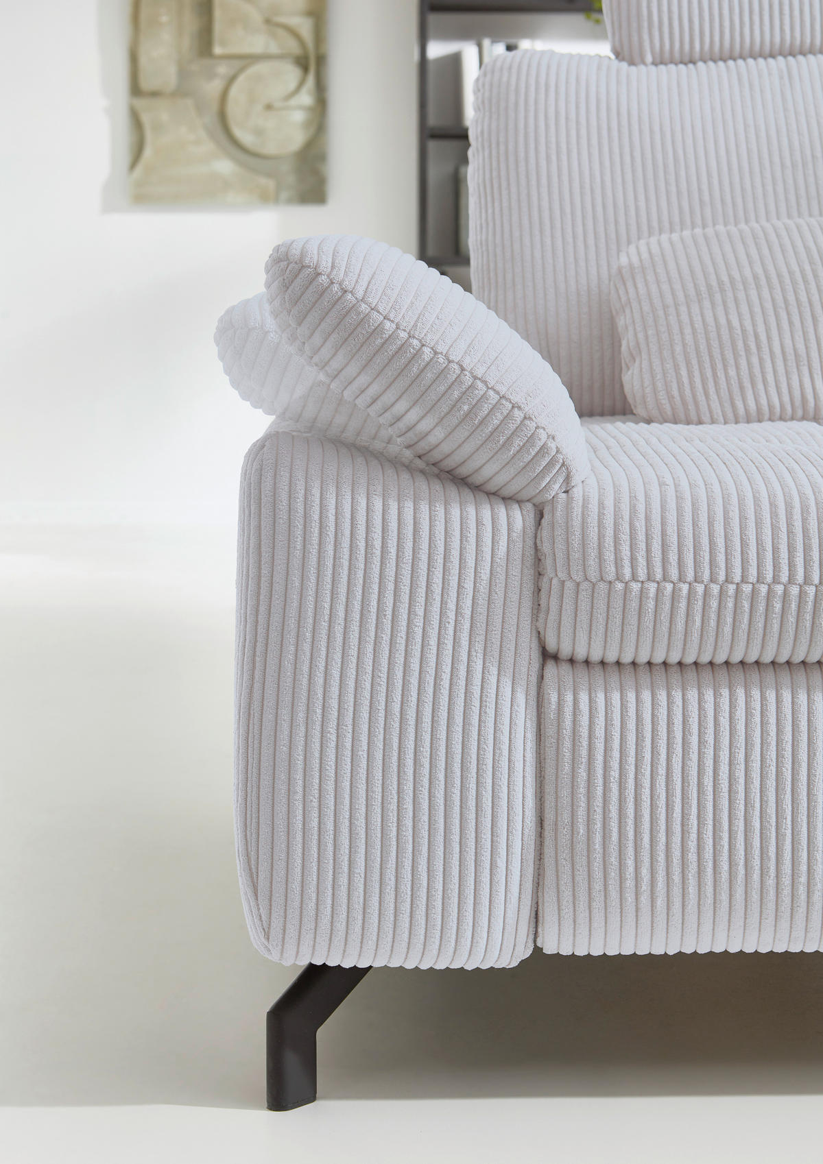 ECKSOFA in Cord, Velours Grau  - Schwarz/Grau, Design, Textil/Metall (291/197cm) - Beldomo Style