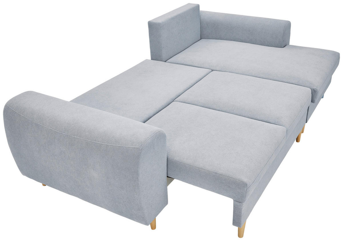 ECKSOFA Hellgrau Webstoff  - Hellgrau/Naturfarben, KONVENTIONELL, Holz/Textil (250/145cm) - Carryhome