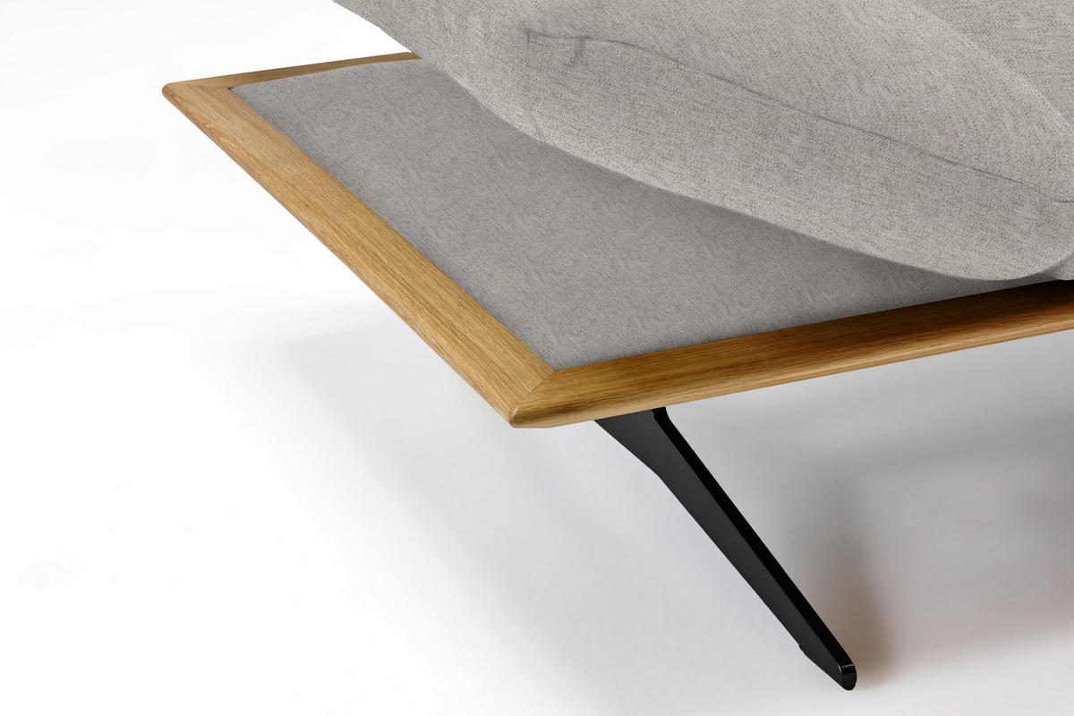 ECKSOFA in Flachgewebe Hellgrau  314/159 cm  - Hellgrau/Schwarz, Design, Holz/Textil (314/159cm) - Dieter Knoll