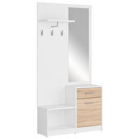 PREDSOBA bela, hrast sonoma - bela/hrast sonoma, Design, leseni material (90/185,5/30,5cm) - Livetastic