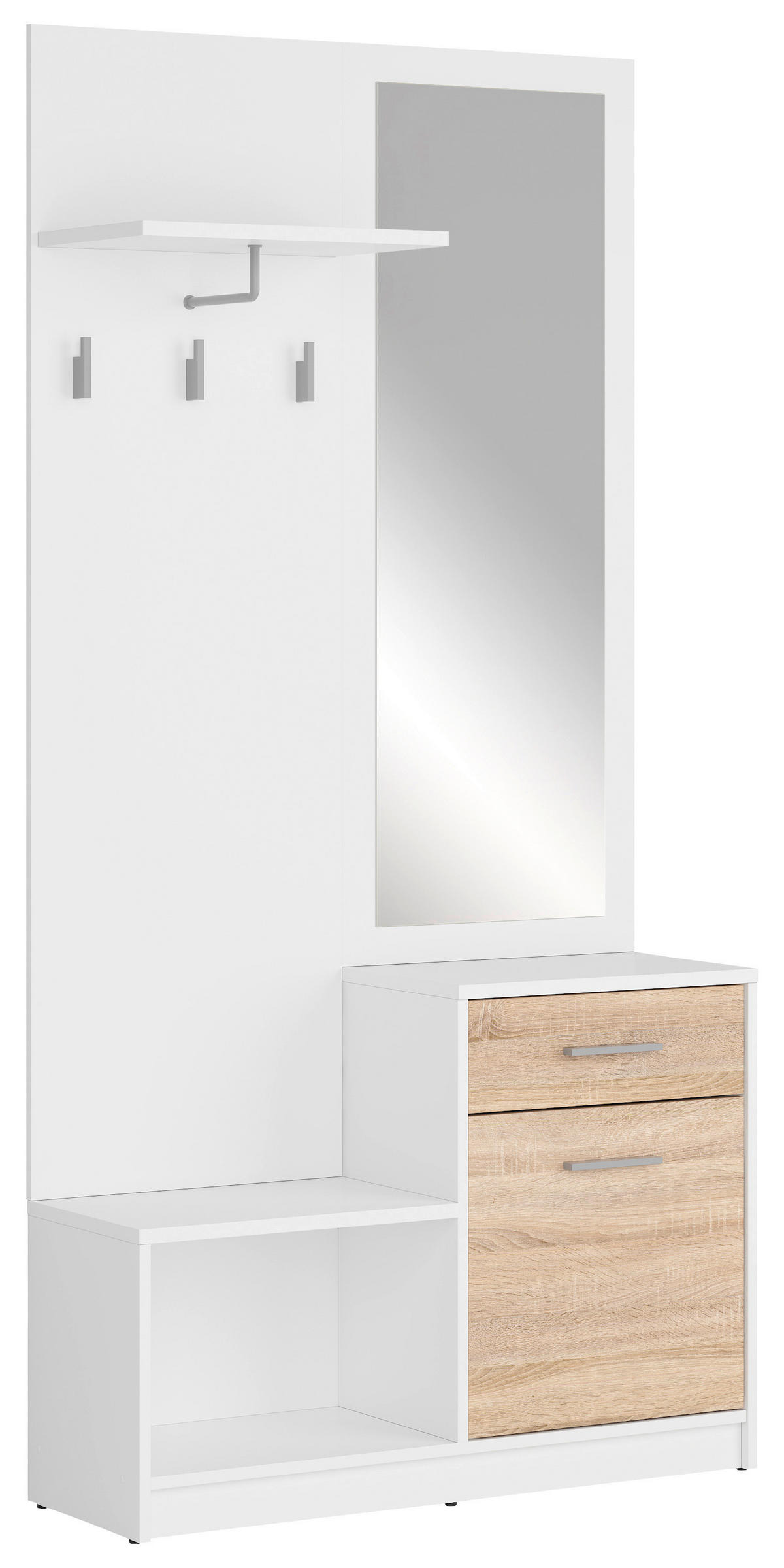 PREDSOBA bela, hrast sonoma - bela/hrast sonoma, Design, leseni material (90/185,5/30,5cm) - Livetastic