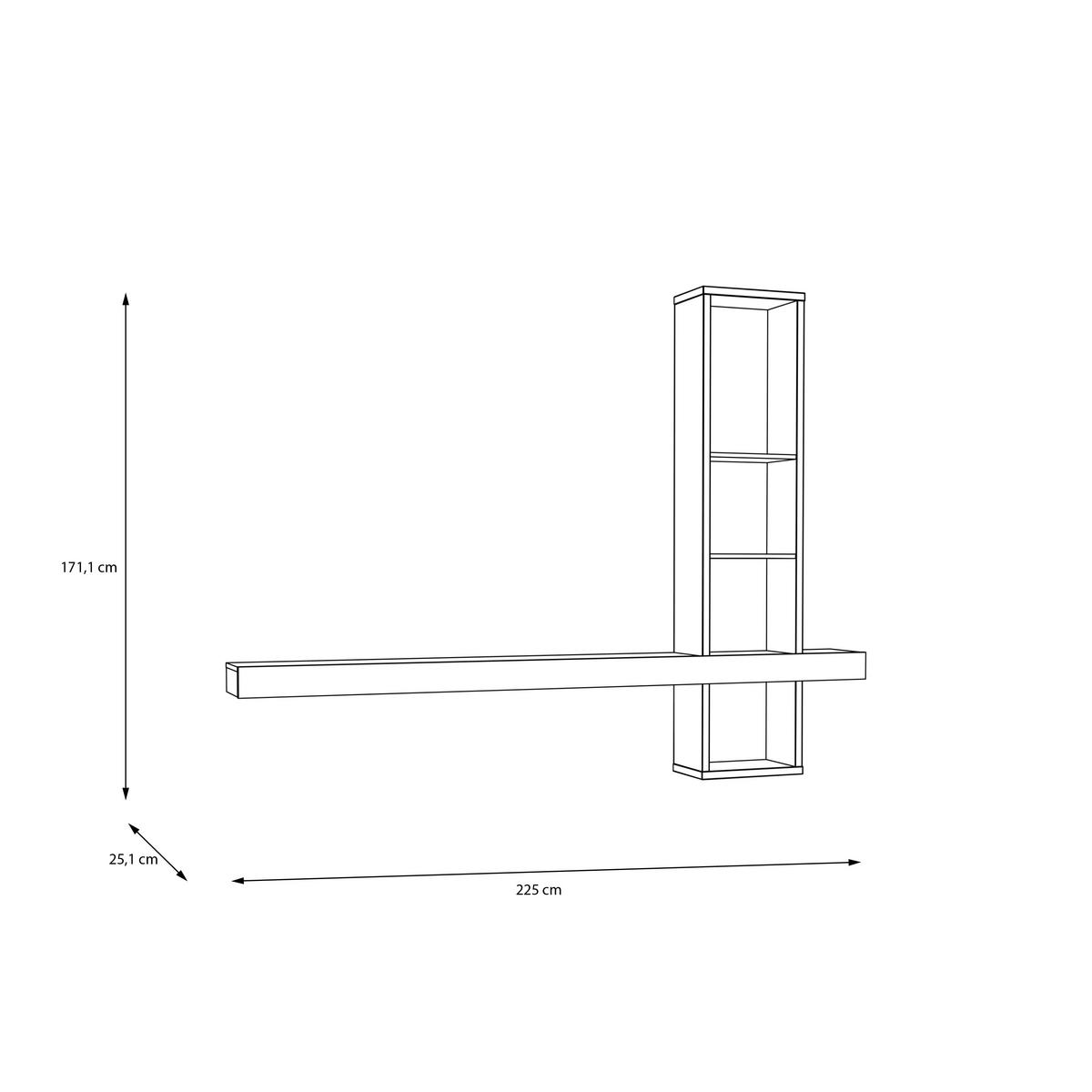REGAL boje hrasta  drvni materijal  - boje hrasta, Moderno, drvni materijal (225/171,1/25,1cm)