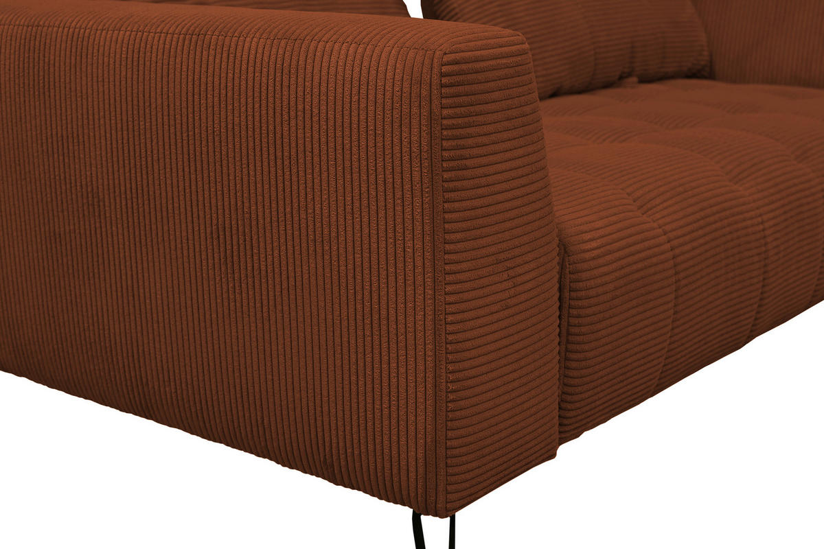 BIGSOFA Cord Kupferfarben  - Schwarz/Kupferfarben, KONVENTIONELL, Textil/Metall (246/100/116cm) - Carryhome