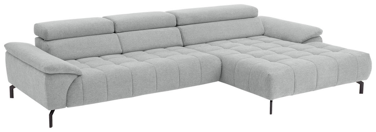 ECKSOFA in Chenille Grauweiss  - Schwarz/Grauweiss, Design, Textil/Metall (329/190cm) - Beldomo Style