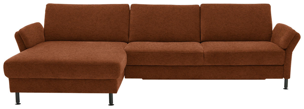 ECKSOFA Chenille, Flachgewebe Rostfarben  - Rostfarben/Schwarz, Design, Textil/Metall (175/316cm) - Dieter Knoll
