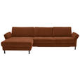 ECKSOFA  in Chenille, Flachgewebe Rostfarben  175/316 cm  - Rostfarben/Schwarz, Design, Textil/Metall (175/316cm) - Dieter Knoll