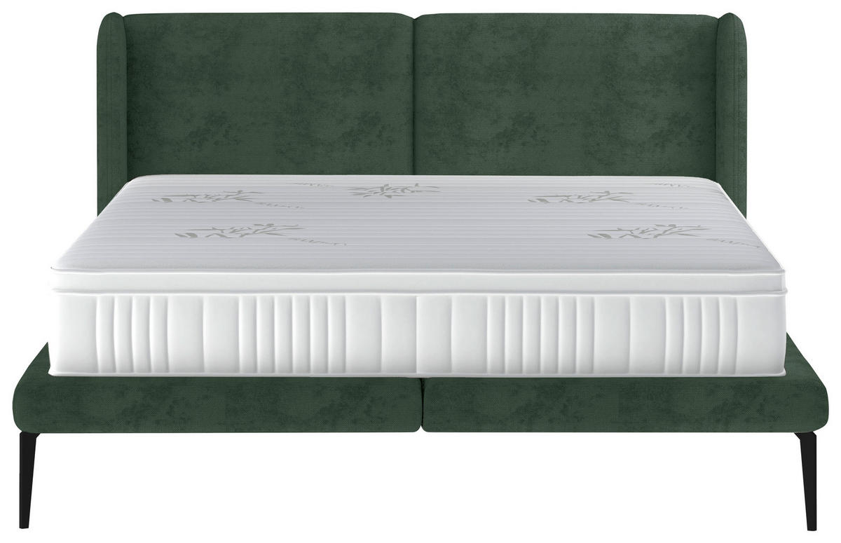 POLSTERBETT 180/200 cm  in Dunkelgrün  - Dunkelgrün/Altrosa, Modern, Textil/Metall (180/200cm) - Livetastic