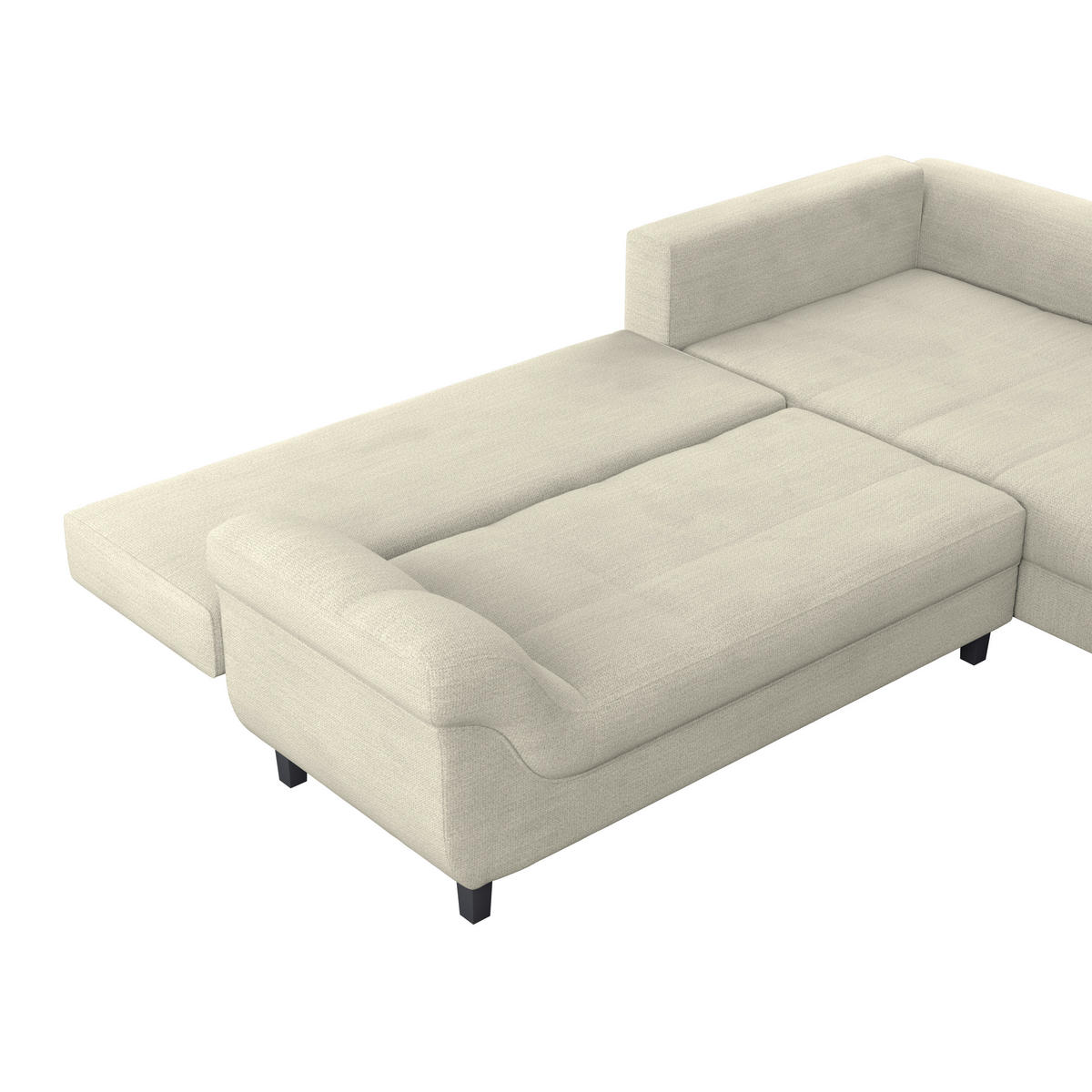 ECKSOFA MENDOZA NEW Hellgrau Chenille, Struktur Zierkissen, Rückenkissen, Bettkasten  - Hellgrau/Schwarz, KONVENTIONELL, Textil (309/197cm) - MID.YOU