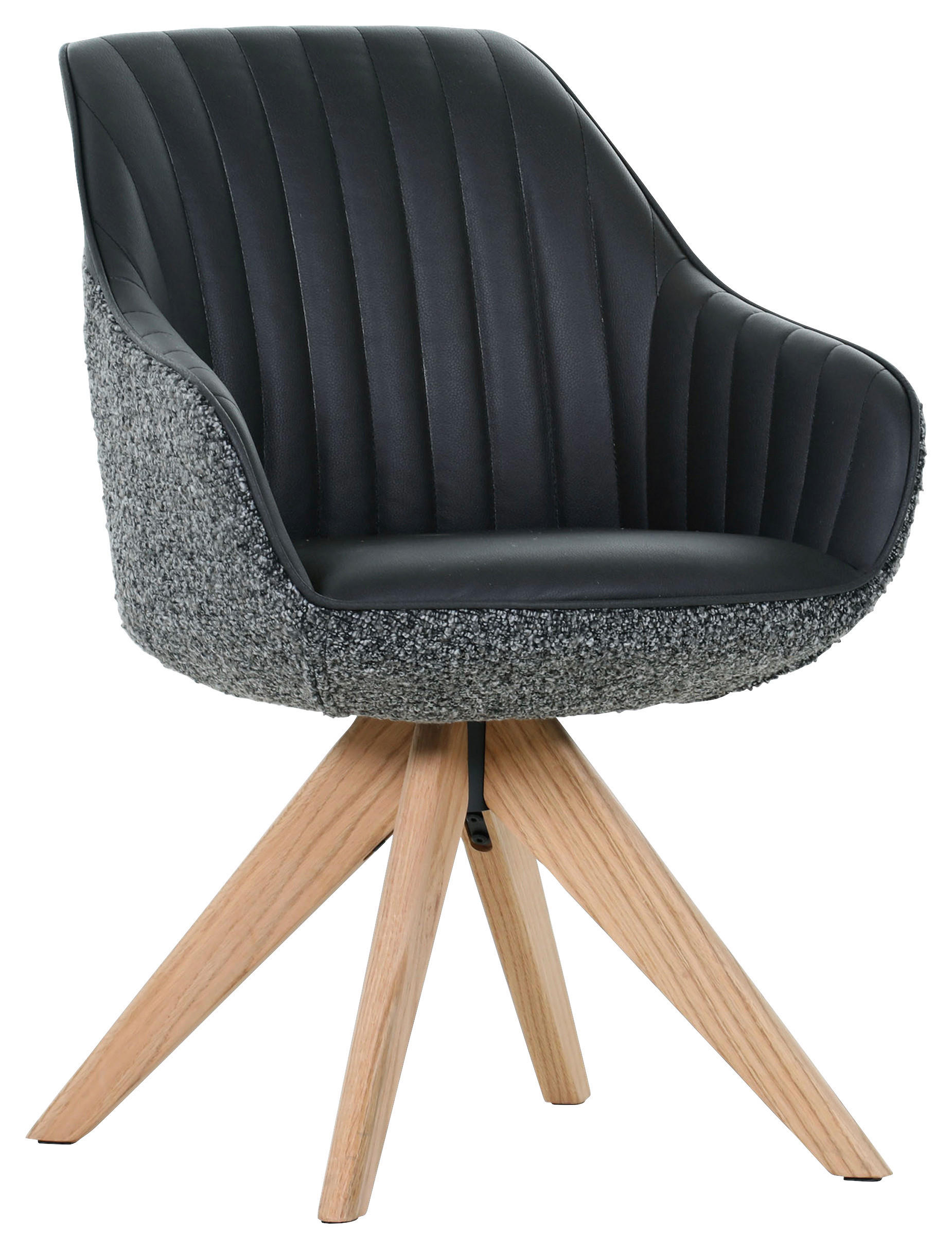 ARMLEHNSTUHL  in Chenille, Lederlook  - Eichefarben/Schwarz, KONVENTIONELL, Holz/Textil (60/83/65cm) - home24